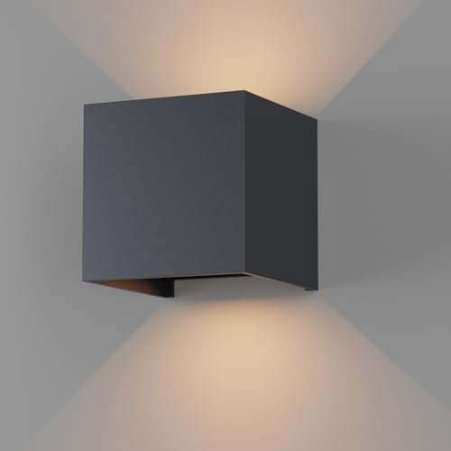K-Bright LED Außenleuchten 7W Wandleuchten Innen/Außen Auf und ab Einstellbarer Lichtstrahl 3000K Warmweiß Außenwandleuchte LED IP65 wasserdichte Wandleuchte, Anthrazit