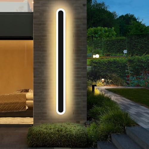 Modernes LED Wandlampe, 100cm wandleuchte Ovales AußEnlicht, Ip65 Lange Streifen Schwarzes Acryl Außenlampe, Geeignet FüR Outdoor-/Indoor-Dekorative Proch, Wohnzimmer, Balkon Dekorative Ausenbeleutung