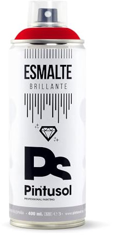 PINTUSOL Bombe Peinture Émail Brillante Rouge Trafic RAL3020 Finition Brillante, Résistant UV Haute Opacité, Application Facile, Multisurface Bois Métal Plastique Verre, Spray Professionnel 400ml