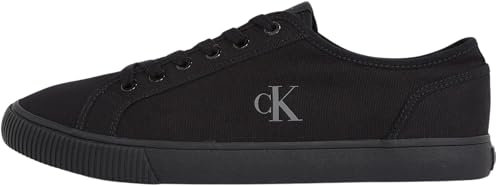 Calvin Klein Sneaker con Suela Vulcanizada Hombre Canvas Low Top, Negro (Triple Black), 40