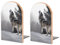 1 paire de serre-livres en bois, motif loup hurlant, serre-livres épais et serre-livres de rangement de bureau