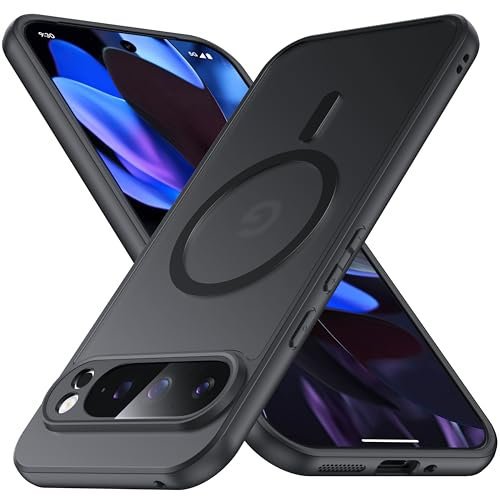 FNDMIL [NO.1 Magnetisch für Google Pixel 9 Pro XL Hülle mit MagSafe [Translucent Matt] [Anti-Fingerabdruck] [Militär Stoßfest] Hardcase mit Weich Silikon Handyhülle für Pixel 9 Pro XL Case Schwarz
