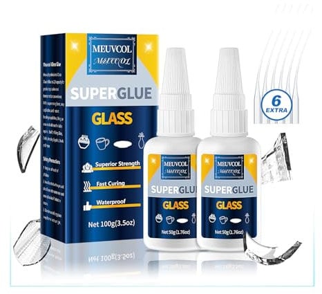 Glaskleber Extra Stark 100g, Transparent Wasserfest Sekundenkleber Glas kleber, Hitzebeständig Acrylglas Spiegel Kleber Für Alle Glas, Acrylglas, Basteln, Schmuck, Plastikmodelle, Kristall