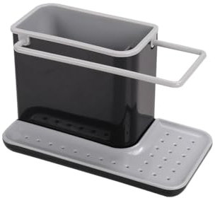Warmiehomy Kitchen Sink Caddy, Sink Tidy Caddy, Sponge Holder with Removable Drip Tray, Black Gray