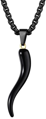 Cupimatch Italienisches Horn Halskette Unisex: Klassischer Edelstahl Cornicello Charm Anhänger mit Kette 3 Farben Vintage Glücksbringer Hornkette Amulett Schmuck zum Geburtstag Muttertag Valentinstag