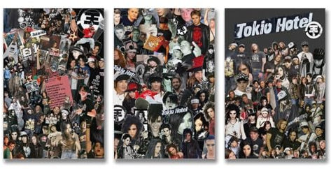 Duboueu Tokio Poster Set: 3 Stück Vintage Rockband Musik Collage Cover Poster für Schlafzimmer, Querformat 20x30cm, Rahmung Holz, Leinwand Wandkunst