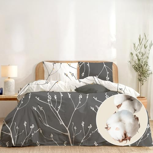Dreamzie Bettwäsche 260x240 Baumwolle 3-teilig - Abstrakt Grau - 1 Bettbezug 260x240 + 2 Kissenbezug 65x65 - Bettwäsche-Set mit Reißverschluss - Oeko-Tex - Pflegeleicht & Bedruckt