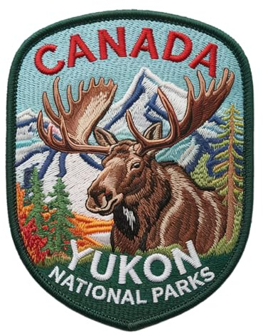 Yukon Nationalparks Kanada Patch bestickt zum Aufbügeln oder Aufnähen (8,9 cm) Wandern Trek Souvenir Emblem Rucksäcke Jacken DIY Geschenk Patches