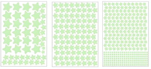 Leuchtsterne selbstklebend – fluoreszierende Aufkleber [452 Stück] | Glow-in-the-Dark Sternenhimmel-Aufkleber für Kinderzimmer, Schlafzimmer, Wände und Decken, Einfach Anzubringen