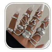 Chunky Ring Damen, Gold Silber Chunky Ringe Stapelbare Goldring Silberring Golden Dicke Knuckle Ringe Fingerring Statement Rings Schmuck für Frauen Mädchen