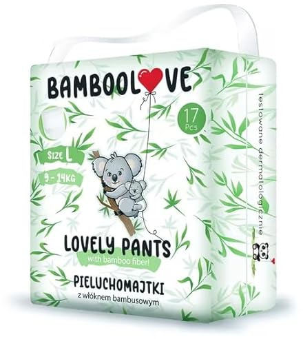 BAMBOOLOVE - 4x 17pcs L - Einwegwindeln aus Bambus - Hypoallergene, ökologische Pants - Unparfümierte Babyhöschen - Weich und bequem - Ohne Chemikalien - Windelhosen kinder