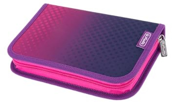 Schulmäppchen Faltbar Herlitz Dip Dye Pink - 2 Klappen, Mit 31 Elementen, Organizer, Violett-Rosa (14x20,3x3,5cm)
