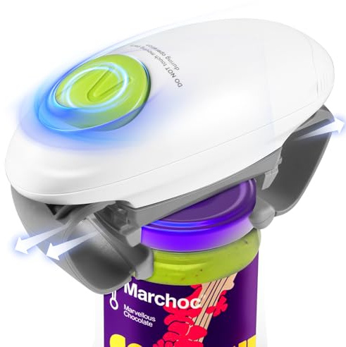 One Touch Button Electric Jar Opener, Saves Time and Effort Automatic Jar Opener for Arthritic Hands and Injured Hand, Safe and Easy to Use Electric Bottle Opener for Kitchen, Family, Party and Travel