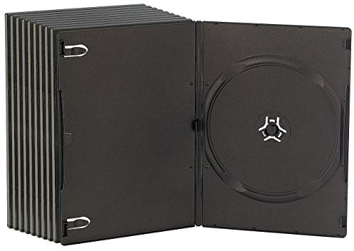 PEARL Custodie supporti vergini per PC - DVD Casi: Confezione singola da 10 DVD Slim (7mm) nera (Conchiglia Sottile, Custodia per, Blu raggio)