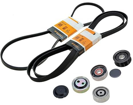 Satz 2x Original CONTITECH Keilrippenriemen (Generator, Klimaanlage) + 4x Original INA Umlenk-/Führungsrolle