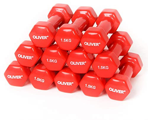 OLIVER Kurzhantelpaar 6er Kombi 1.5kg Gewichte Kraft Training Vinylummantelung