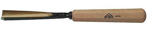 STUBAI Stemmeisen Stechbeitel Serie 52 - Form 11 | Gerades Hohleisen 12 mm, mit Holzgriff, für Figurenarbeiten, Darstellung von welligem Haar und Wasser, für Profilleisten, Holzbearbeitung