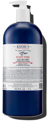 Kiehl's Body Fuel All-in-One Energizing Body Wash & Shampoo for Men, with Menthol, Caffeine, Vitamin E & Vitamin C, Gently Removes Excess Oil, Sweat & Impurities, for Men's Skin and Hair - 33.8 fl oz