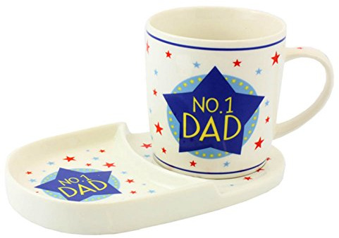Lesser Pavey Number 1 Dad Mug/Coaster Snack Set (One Size) (White/Blue)