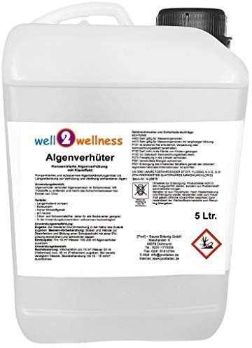 well2wellness Algenverhüter + Algenvernichter 5,0 l | Schaumfrei | Langanhaltende Wirkung | Algenvernichter für alle Becken | Gegen alle Algenarten | Algenschutz (5 Liter)