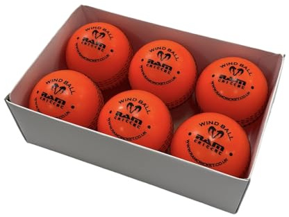 Ram Cricket Wind Balls - Coaching Cricket Balls – Box of 6 – Embossed Seams – Soft Plastic Outer with High Pressure Firm Bounce & Swing– Indoor & Outdoor Use - Soft ball for Coaching.
