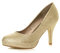 Ajvani Womens Ladies mid high Heel Platform Work Evening Court Shoes Pumps, 3 UK, Gold Glitter Mesh
