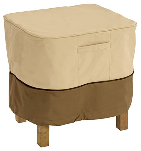 Classic Accessories 55-645-051501-00 Veranda quadratischer Ottoman/Beistelltisch, langlebig und wasserabweisend, Terrassengarnitur, Kieselstein, XL