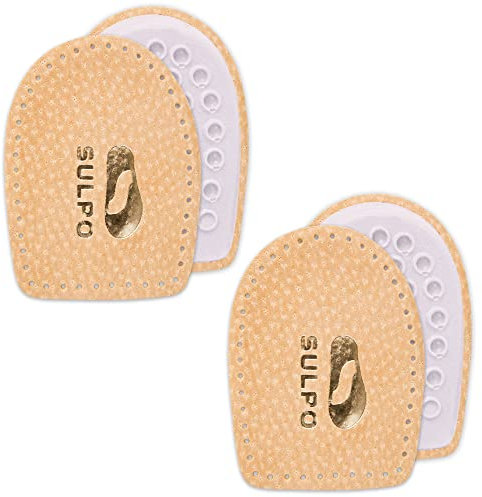 SULPO Leder Fersenkissen mit Latexschaum Fersenpolster Einlage / 2 Paare/Beige / 35-46 (42-46)