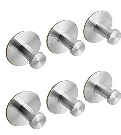 LADAMI 6er Set Edelstahl Runde Klebehake Ohne Bohren 3M Selbstklebend Handtuch Wand Haken Aufkleber Kleiderhaken Mehrzweckhaken Von LADAMI-Geschäft