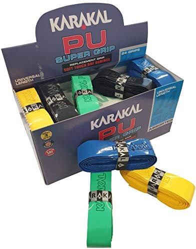 Karakal - PU Super Grip - Self-Adhesive Grip Tape for Badminton, Squash, Tennis, Hockey Stick or Ice Hockey Stick – Pack of 5 or 24 – Assorted Colours, Mixed / Assorted_2, 5 items