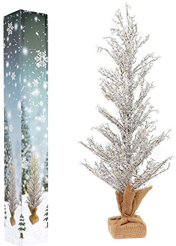 Shatchi Pre-Lit Battery Operated or USB Christmas Tree Indoor Warm White Lights Xmas Decorations Large 24 Inch 61cm with Crystals Home Decor