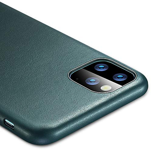 ESR Leder Hülle kompatibel mit iPhone 11 Pro Max-Dünnes leichtes kratzfestes Vollleder Case[unterstützt kabelloses Laden]-Schutzhülle für iPhone 11 Pro Max mit Mikrofaserinnenfutter- Grün