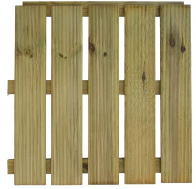 Dalle de terrasse en bois de pin imprégné vert 50 x 50 x 3,2 cm