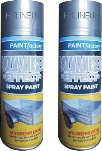 2 x 400ML Metal Paint Galvanised Effect Spray Paint High Density Repair & Protect Metal Paint Outdoor Spray