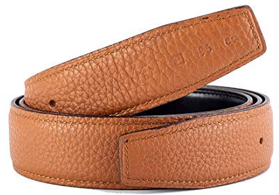 Vatee's Damen/Herren Echtleder-Ersatz-Gürtelriemen ohne Schnalle 32mm breit 105cm lang Erde Gelb