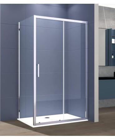 Box doccia a 2 lati porta scorrevole con lato fisso cabina profilo cromato cristallo trasparente 6 mm altezza 195 (70 x 170)