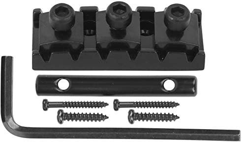 Guitar Locking Nut, 6 Strings Electric Guitar String Locking Nut 42mm with Mounting Screws and Wrench (GE99)