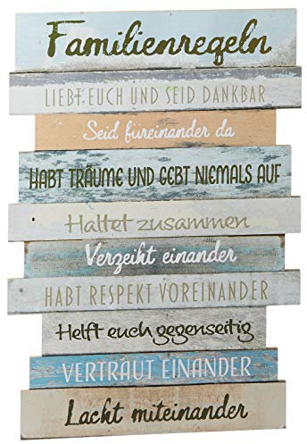 Möbelbörse Holz Schild Familie Regeln Wandbild Bild Wandschild Holzbild Planken Deko Sprüche Familienregeln Vintage Shabby (Modell 4 35x50cm)