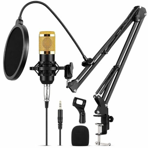 DEVICE OF URBAN INFOTECH BM800 Condenser Microphone Kit with Boom Arm Stand, Shock Mount, Pop Filter & 3.5mm Audio Jack Mic Set for Singing Podcast Recording Gaming YouTube