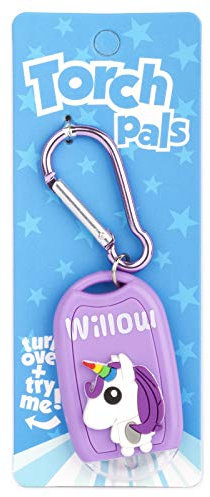 Stands Out, Supplying Outstanding Gifts Willow Name Unicorn Girls Purple Novelty Personalised Mini LED Toy Torch Carabiner Clip