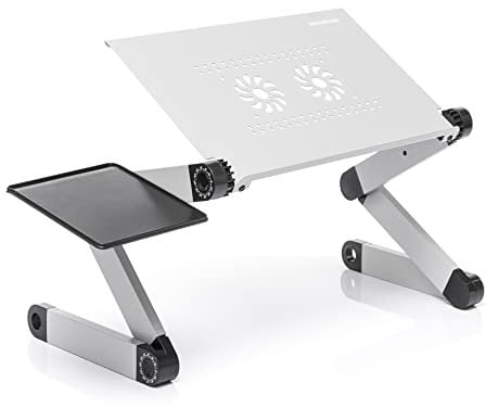 InnovaGoods® Mesa Plegable Auxiliar OMNIBLE Multiposición para ordenador portatil, Mesa con bandeja para raton. 49x53x26cm de aluminio