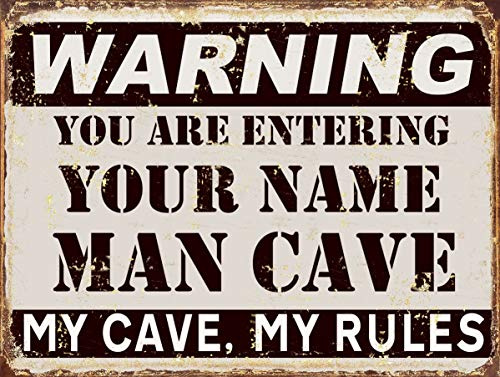 Shawprint Personalised Customised Man cave Sign Metal TIN Plaque Retro Novelty Gift pub bar shed bedroom (8 x 6 (200mm x 150mm))