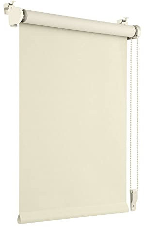 OBdeco Verdunkelungsrollo Thermorollo 100x210cm (Stoffbreite 96 cm) Creme ohne Bohren mit gleichfarbige Beschichtung Oeko-TEX Standard 100 Sichtschutz Sonnenschutz für Fenster & Tür