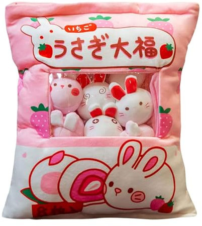 Zhongkaihua Kissen im Beutel-Design gefüllt mit herausnehmbaren Plüsch-Bär-Puppen, weiches Kuschelkissen, Bär, Pudding, Mini-Snacks, Dekoration