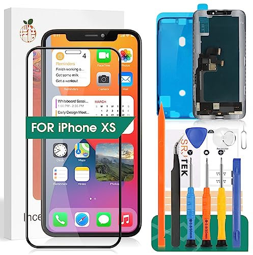 Ersatz Für iPhone XS Bildschirm Display Reparaturset Für iPhone XS Ersatzdisplay Replacement Für iPhone XS LCD Vormontiert Touch Screen Digitizer Sensor A2097, A1920, A2100, A2098 (Incell,Schwarz)