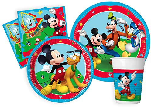 Ciao-Kit Table Fête Party Disney Mickey Rock the House 8 personnes (44 pcs: assiettes, gobelets, serviettes) Vaisselle, AZ001, Multicolor