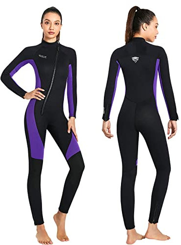 KREVZ 3mm Neoprenanzug Herren Damen Neopren Tauchanzüge Ganzkörper-Tauchanzüge, Frontreißverschluss Langarm Stretch Tauchhaut zum Schwimmen Schnorcheln Tauchen Surfen Wassersport