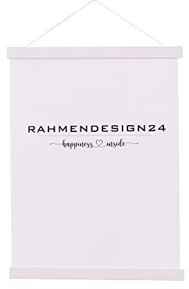 Rahmendesign24 Magnetische Posterschiene 43cm A2 Weiß (matt) Posterleiste Posterrahmen Posterhänger Holz