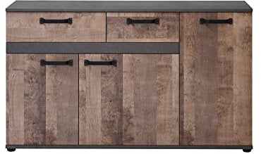 trendteam smart living - Sideboard Kommode Schrank - Wohnzimmer - Stripe - Aufbaumaß (BxHxT) 142 x 83 x 41 cm - Farbe Matera mit Eiche Tabak - 194786848