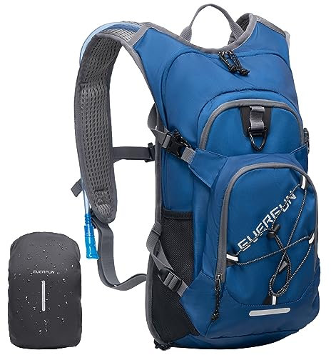 EVERFUN Trinkrucksack mit 2L Wasserblase, Wanderrucksack, taktischer Rucksack, Damen Herren, Trinkrucksack für Radfahren, Laufen, Klettern, Radfahren, Wandern (Cobalt Blue - 2L Water Bladder)